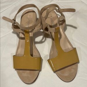 Aquatalia Tan Patent and Suede Sandals